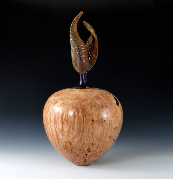 Dave Schweitzer - Vessel Maple Burl with Glass Finial